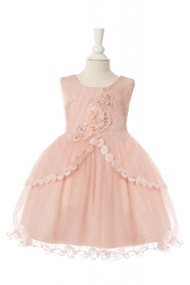 Girls Dress Style 10004 - Pretty Sleeveless Infant Dress with Floral Details in Choice of Color